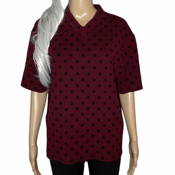 NWOT Marc Jacobs Short Sleeve Wool/Cashmere Red Polka Dot Sweater Size Small - Picture 1 of 9